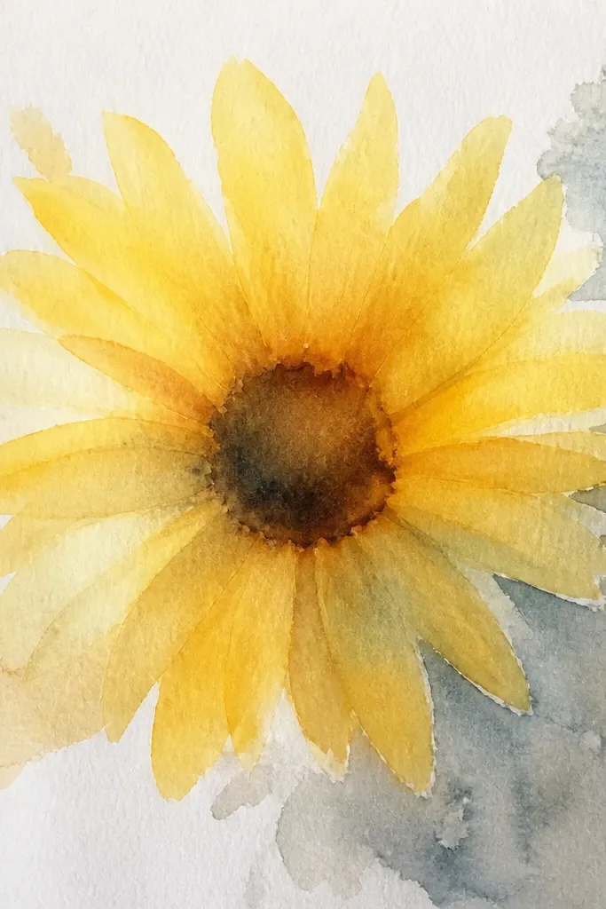 Sunflower with petals that fade from dark center to pale yellow edges