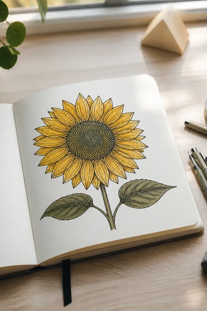 Modern Sunflower Drawing Ideas