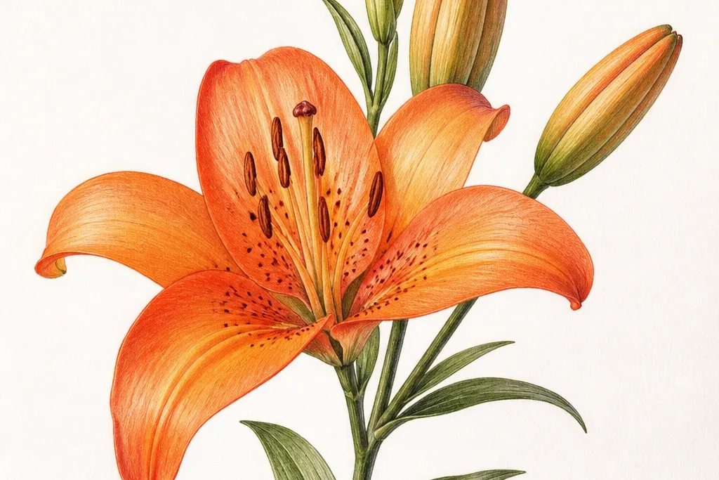 Orange Lily Flower Drawing Ideas