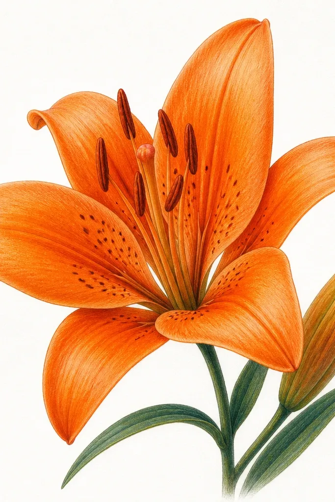 Orange Lily Flower Drawing Ideas
