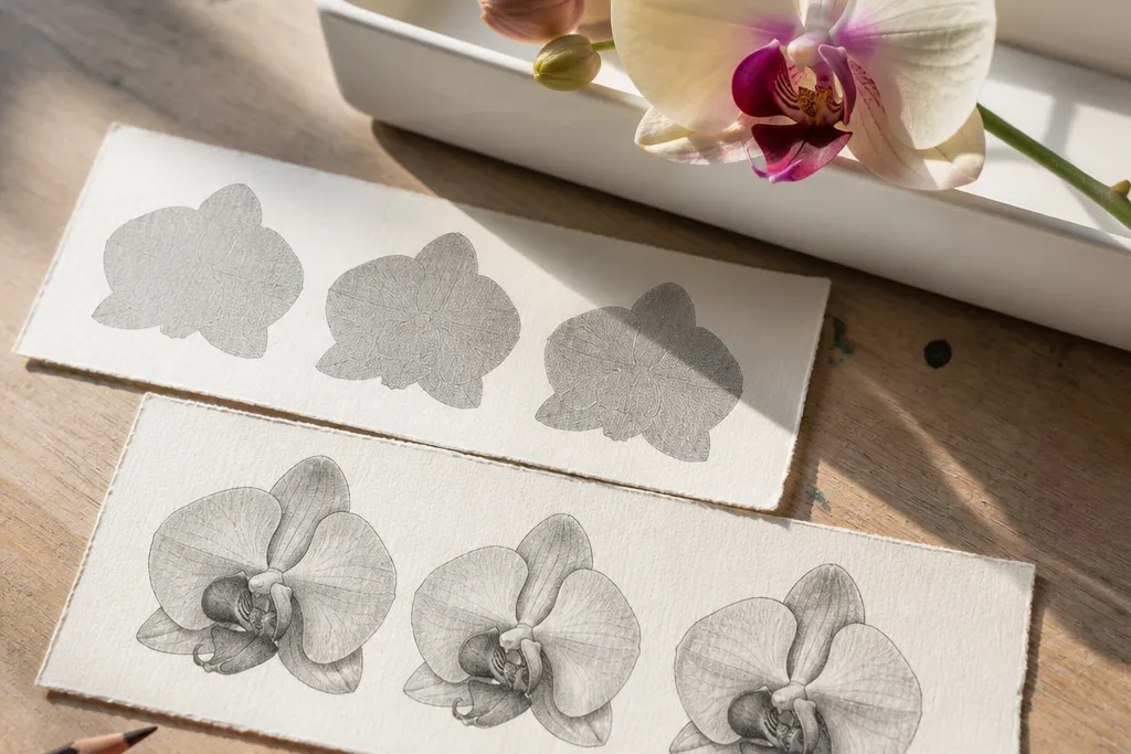 Phalaenopsis Orchid Drawing comparison