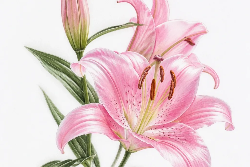 Pink Lily Flower Drawing Ideas