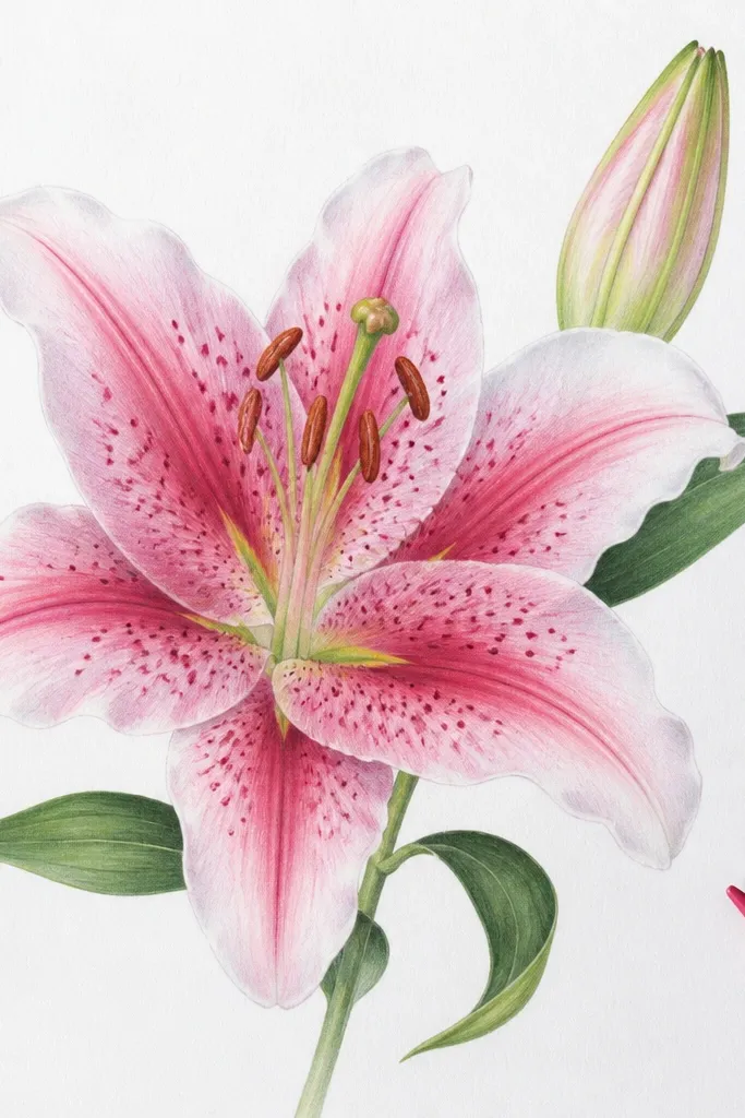 Pink Lily Flower Drawing Ideas