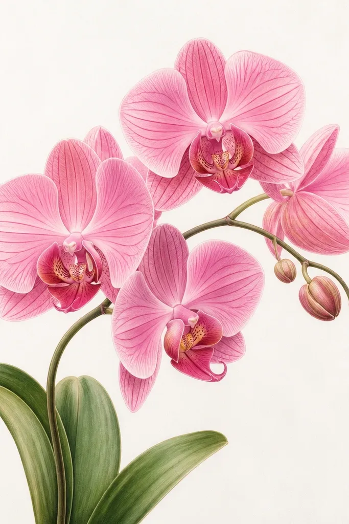 Pink Orchid Drawing that works year round