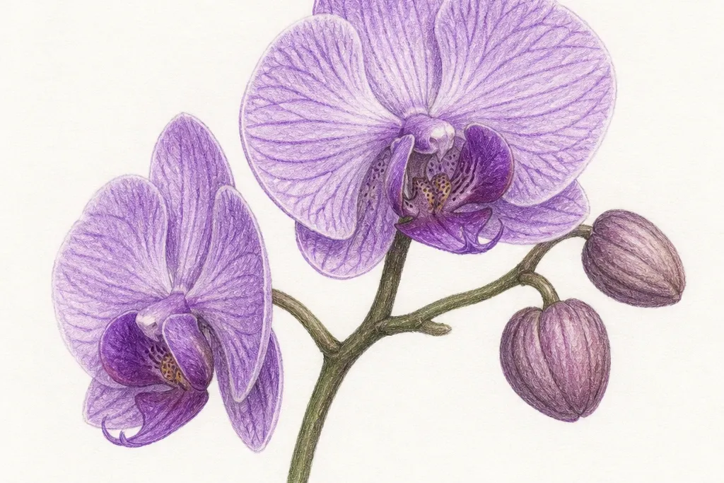 Purple Orchid Drawing for small-space sketching