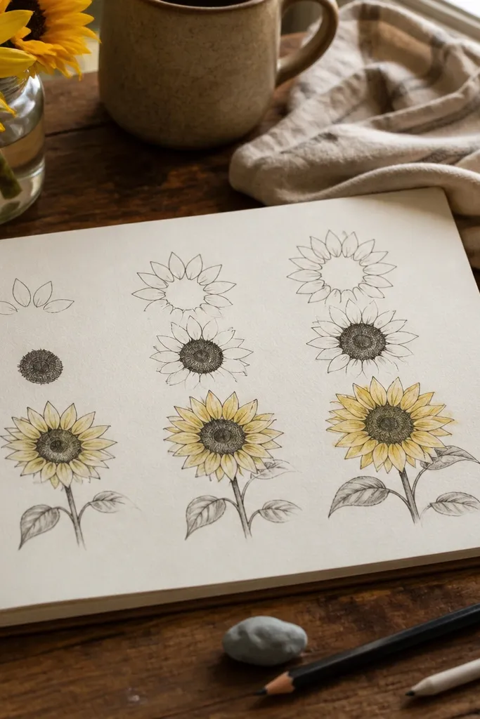 Quick and Easy Sunflower Drawing Ideas