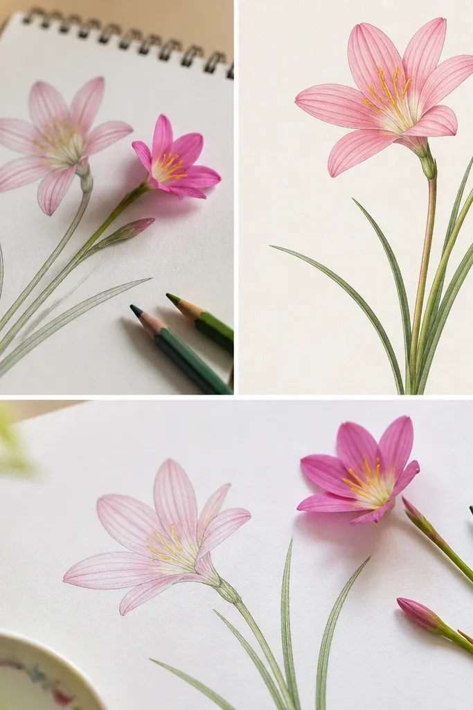 Rain Lily Flower Drawing Ideas