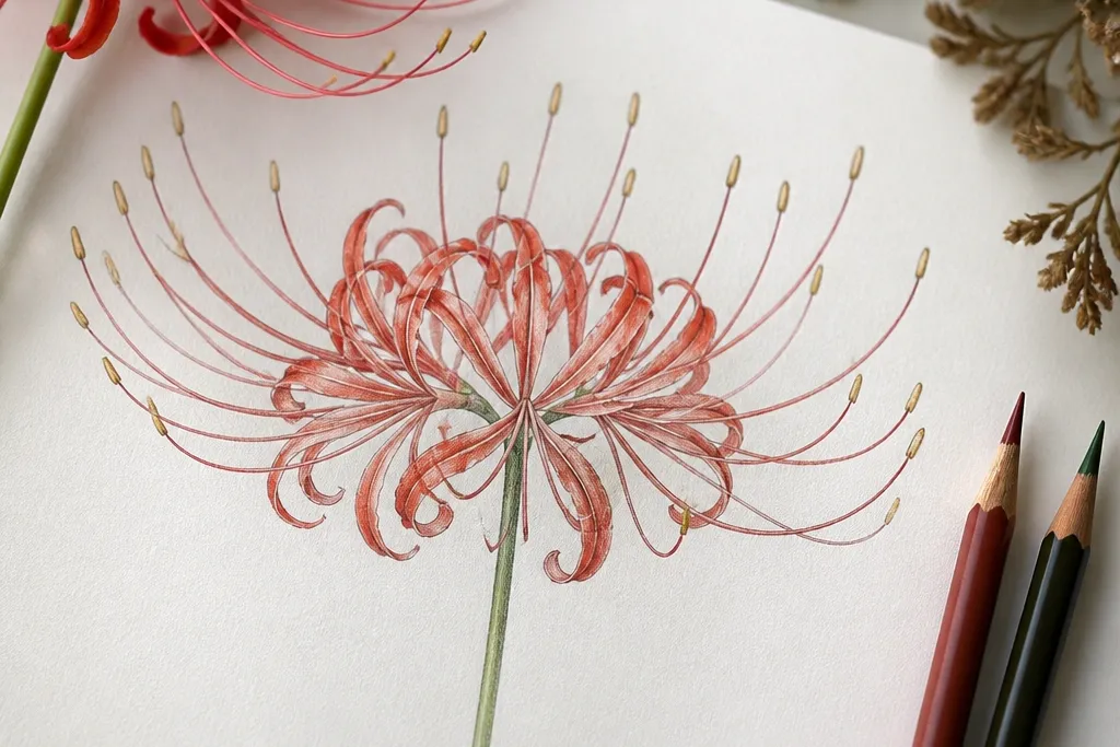 Spider Lily Flower Drawing Ideas