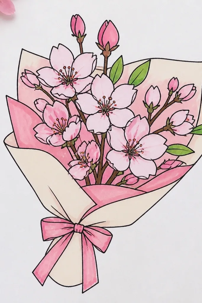 A branch with small clustered blossoms and a few leaves