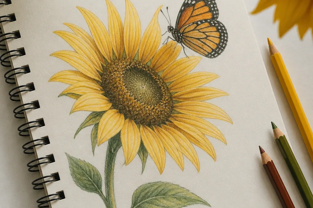 Easy sunflower butterfly drawing ideas