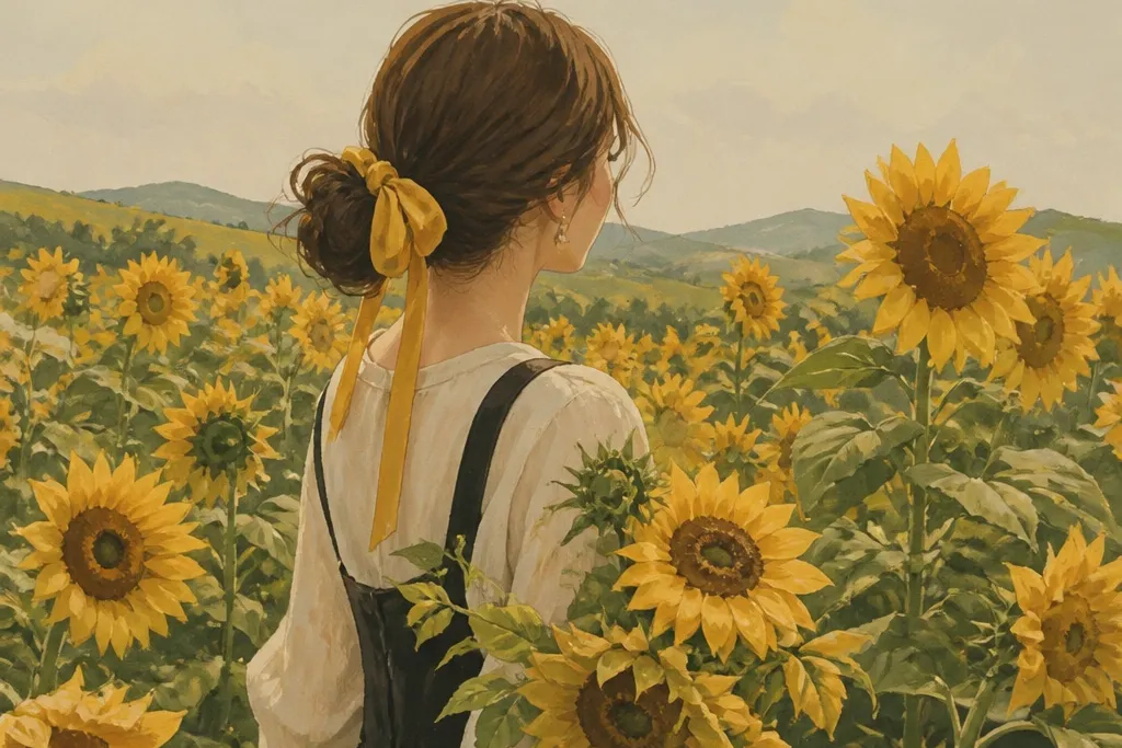 Aesthetic sunflower field drawing ideas