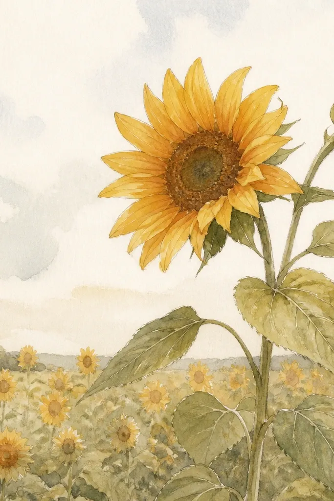 Aesthetic sunflower field drawing ideas