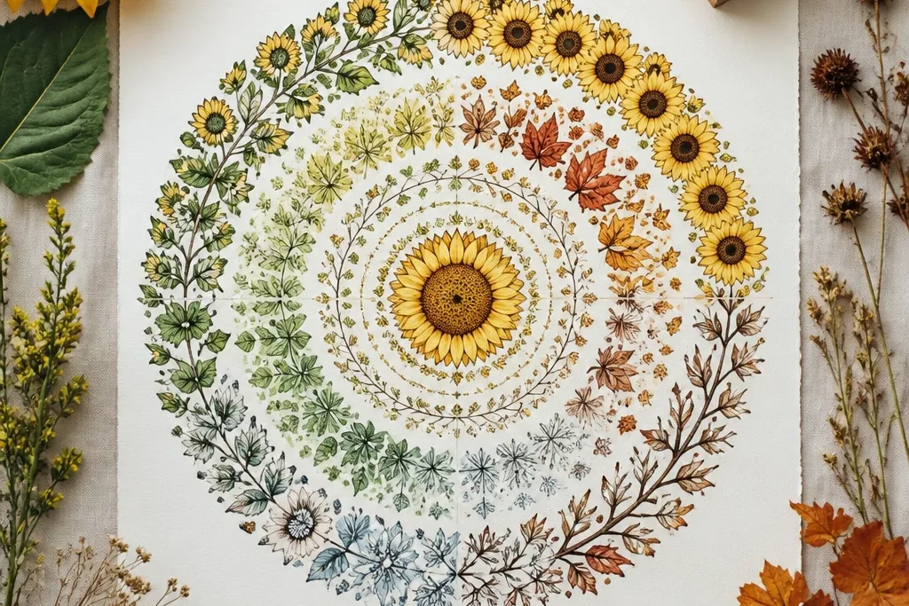 All year sunflower mandala drawing ideas