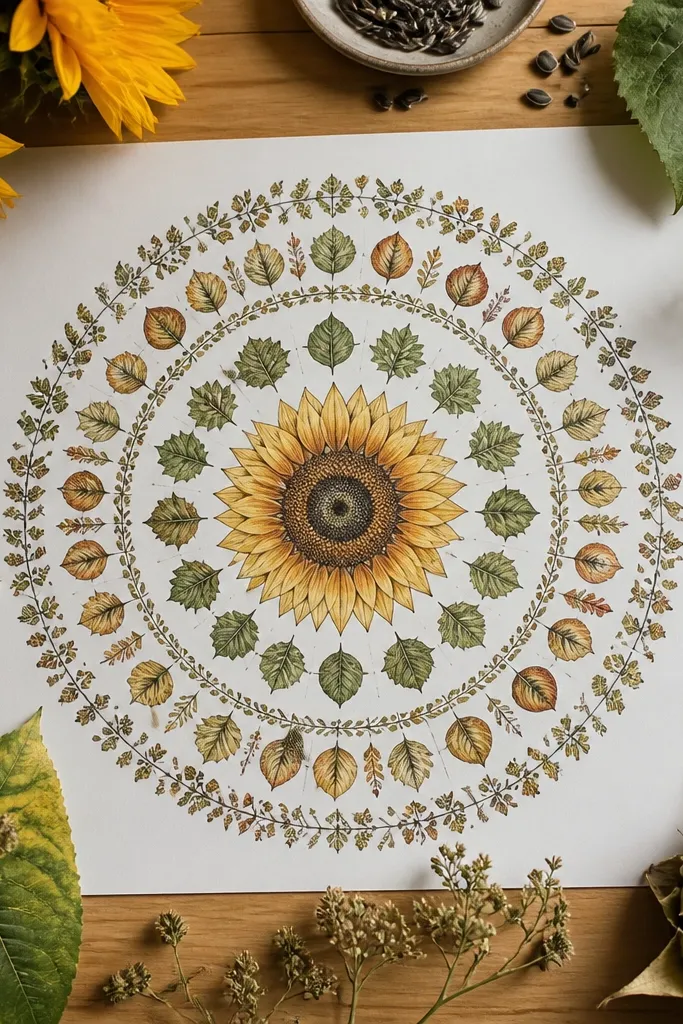All year sunflower mandala drawing ideas