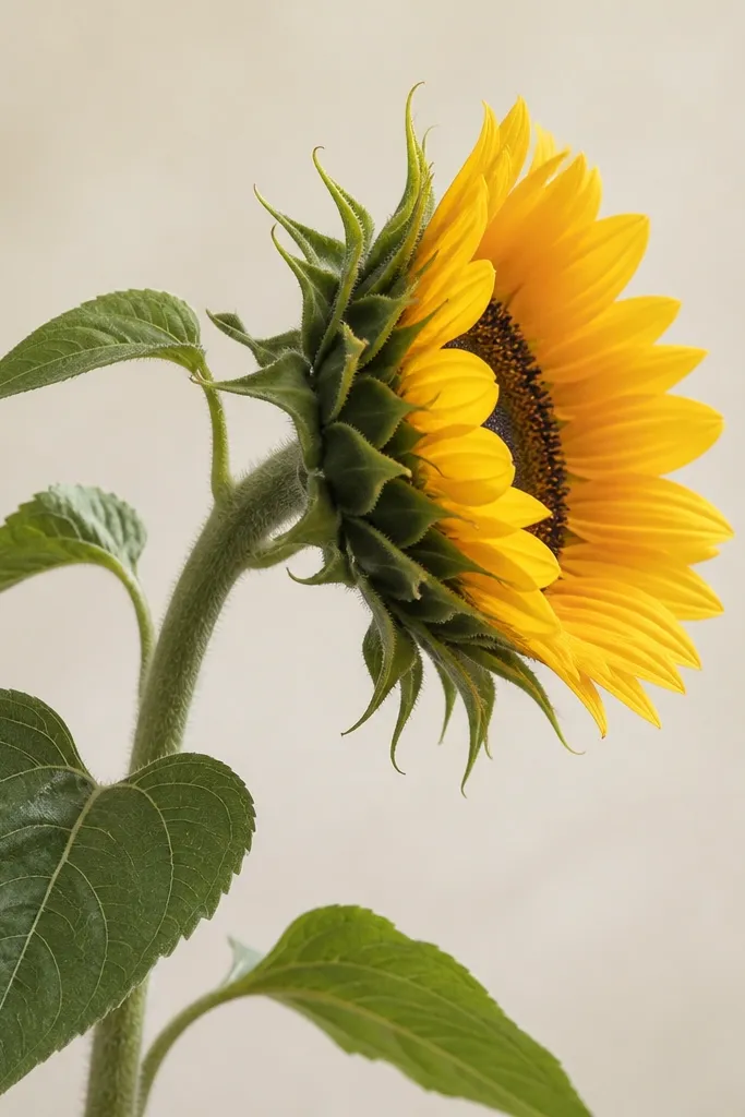 Low maintenance sunflower side view drawing