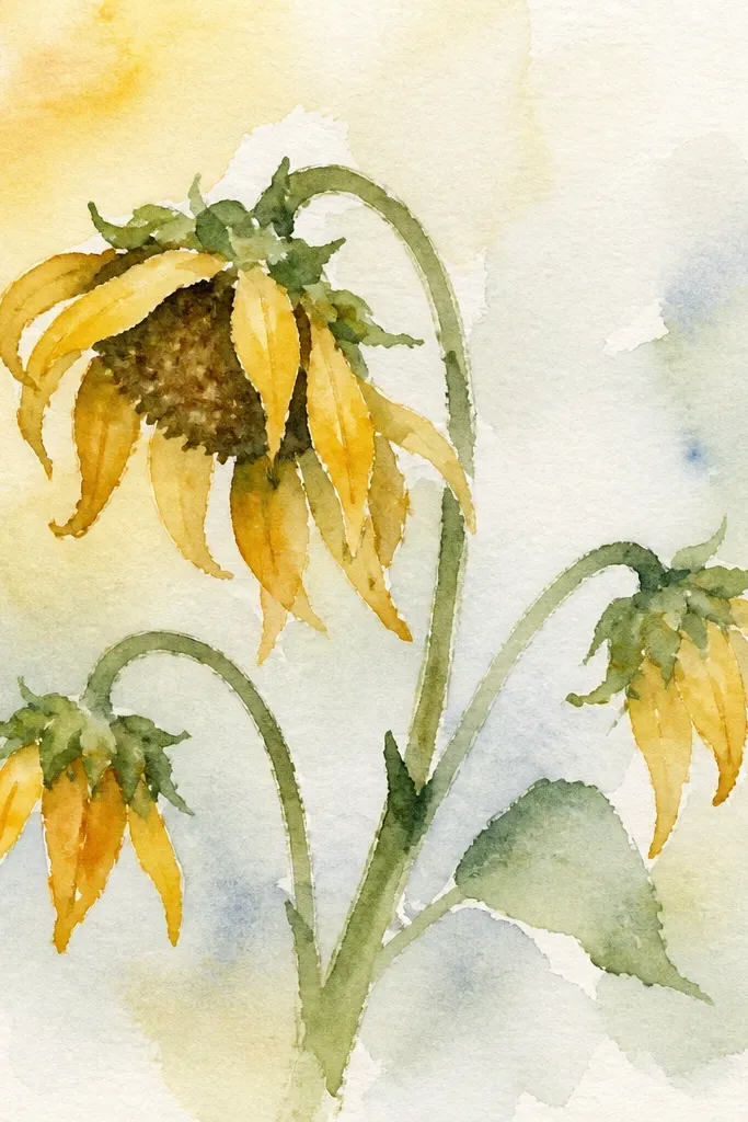 Wilted sunflower with petals curling into three distinct fold shapes.