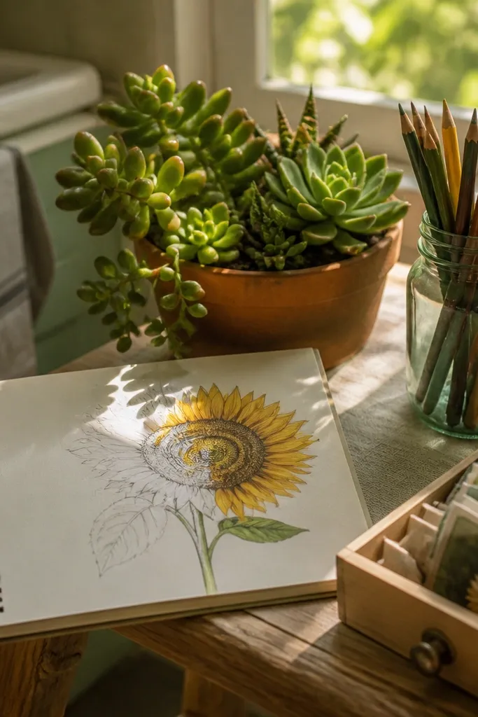 Themed Sunflower Drawing Ideas