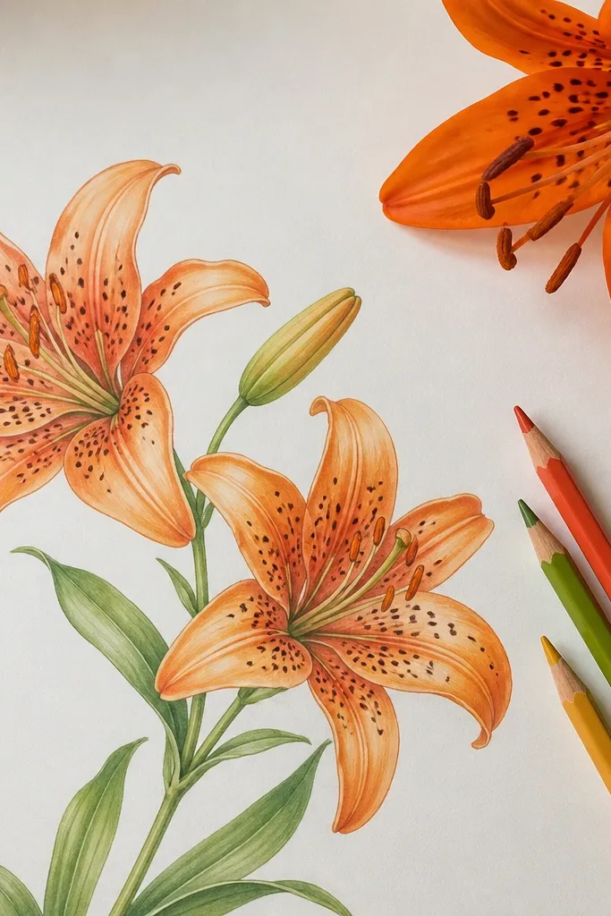 Tiger Lily Flower Drawing Ideas