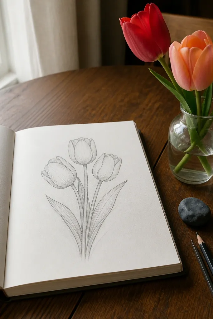 15 Tulip Bouquet Drawing Ideas for Beginners