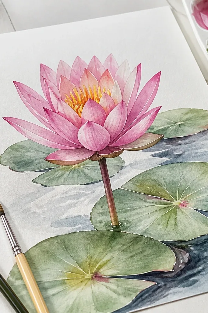 Water Lily Flower Drawing Ideas
