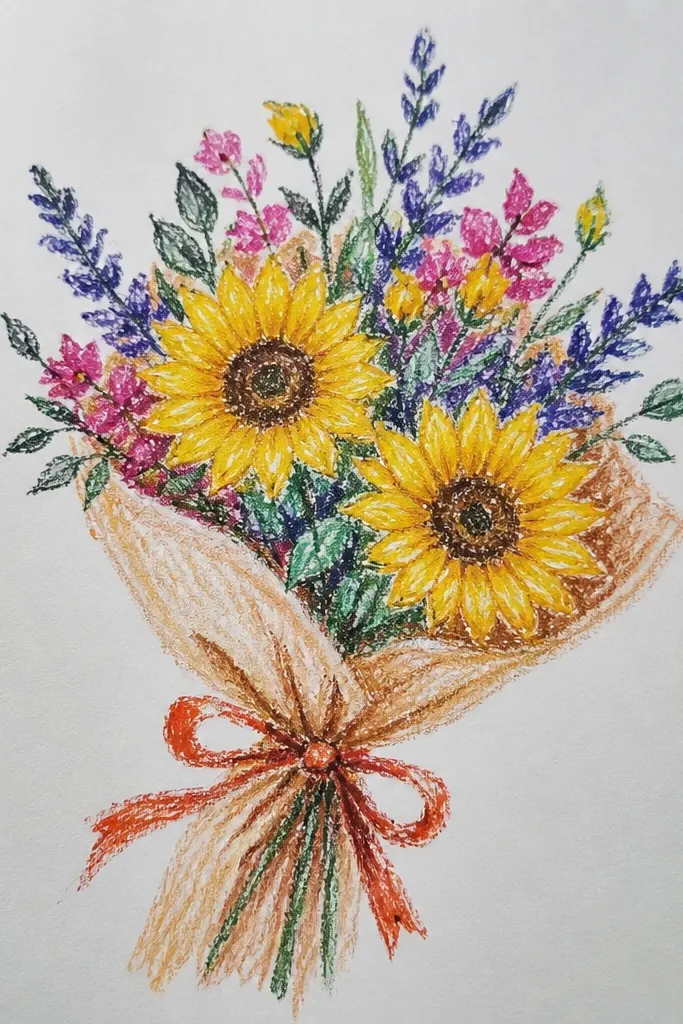 Small sunflowers with simple petals and textured centers