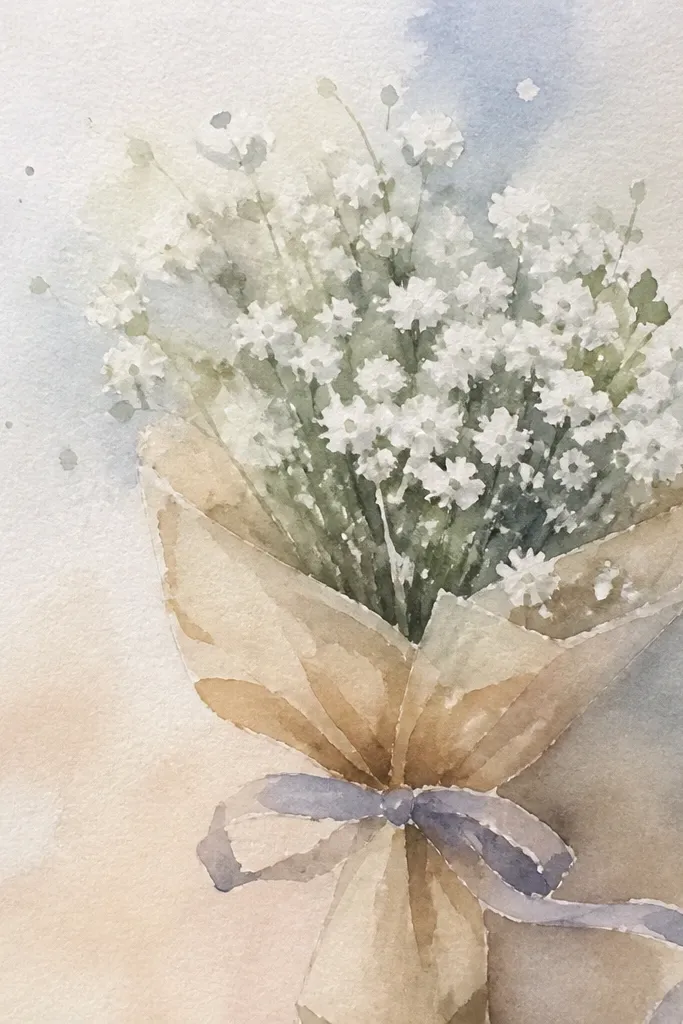 Airy bouquet of tiny white-flower clusters forming a cloud shape