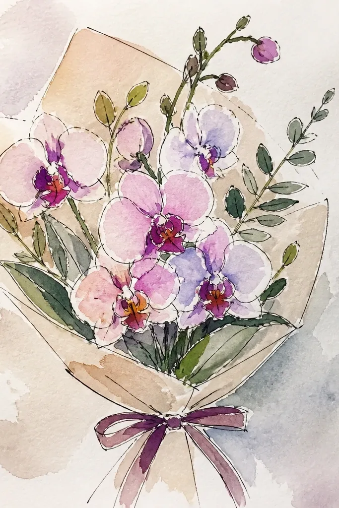 Orchid-like wild blooms with curved petals and a central lip shape