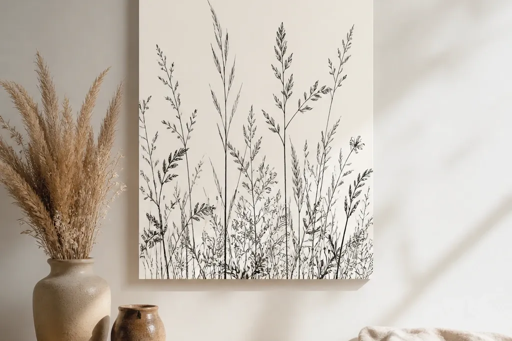 Removable Wild Grass Drawing Decor