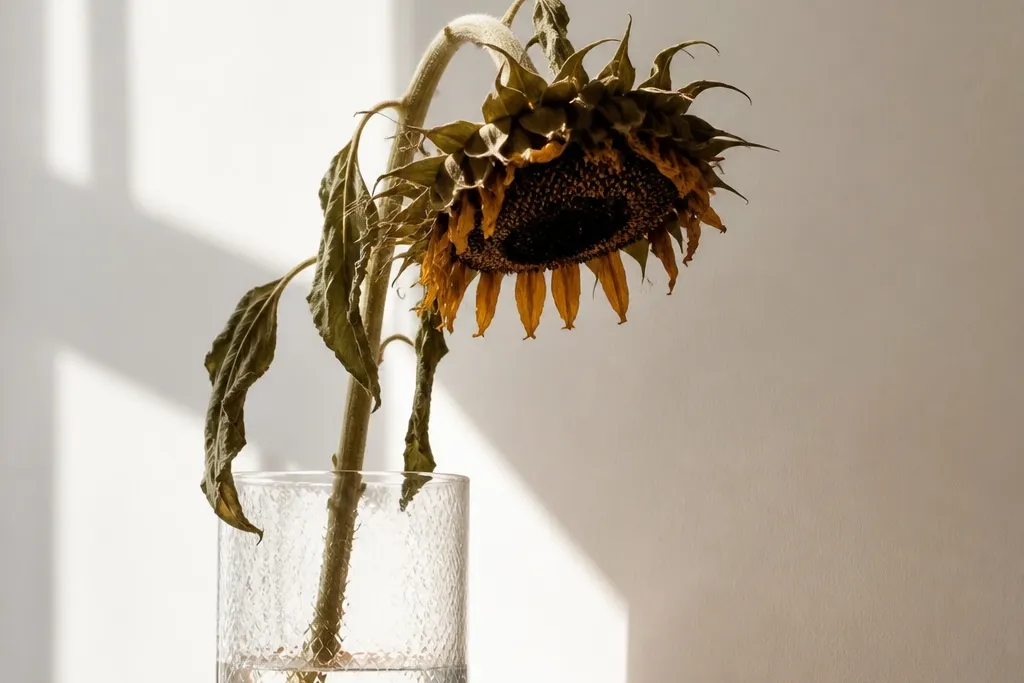 Wilted sunflower drawing for renters