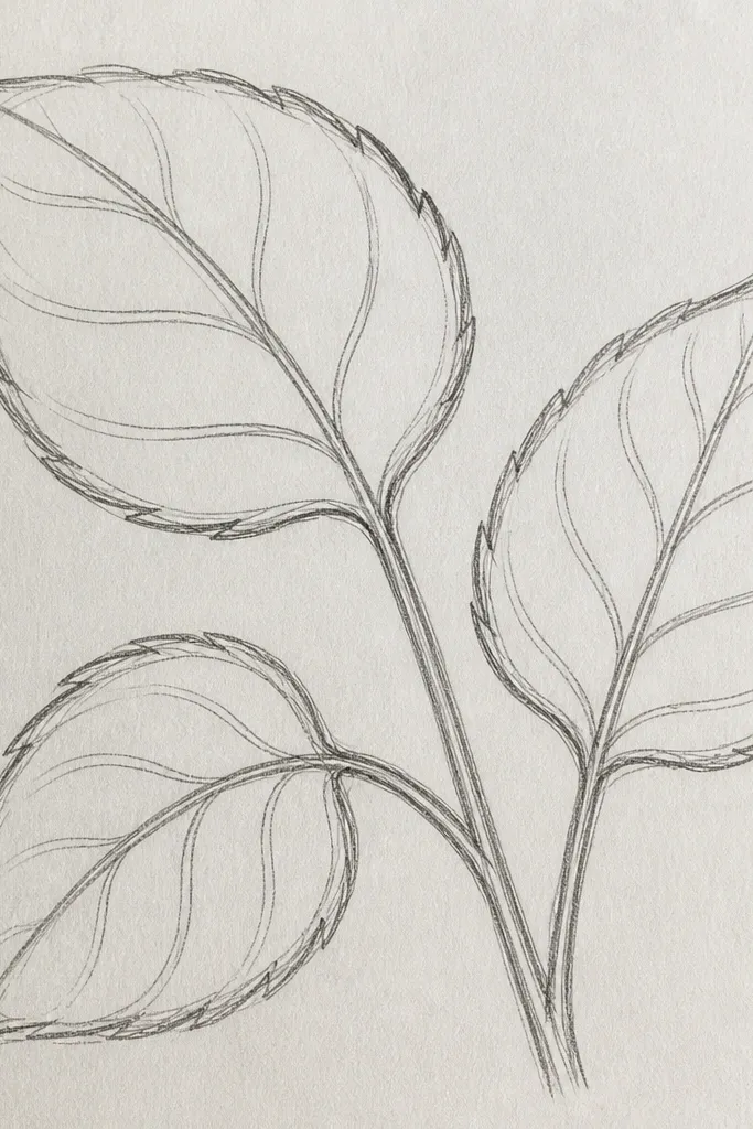 Oval sunflower leaf with curved veins forming small bowtie shapes