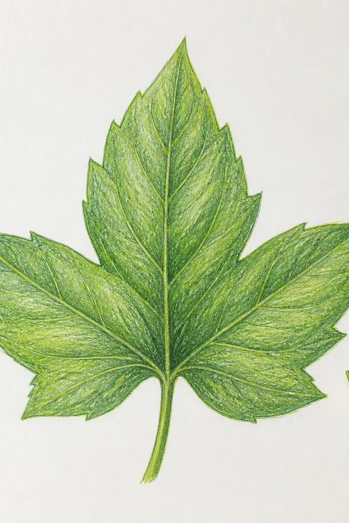 Sunflower leaf with three lobes and a fan-like vein spread