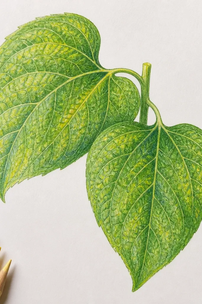 Sunflower leaf with dotted texture along the veins