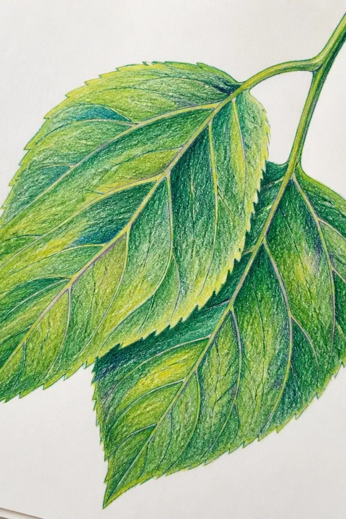 Sunflower leaf with ridged shading that looks folded