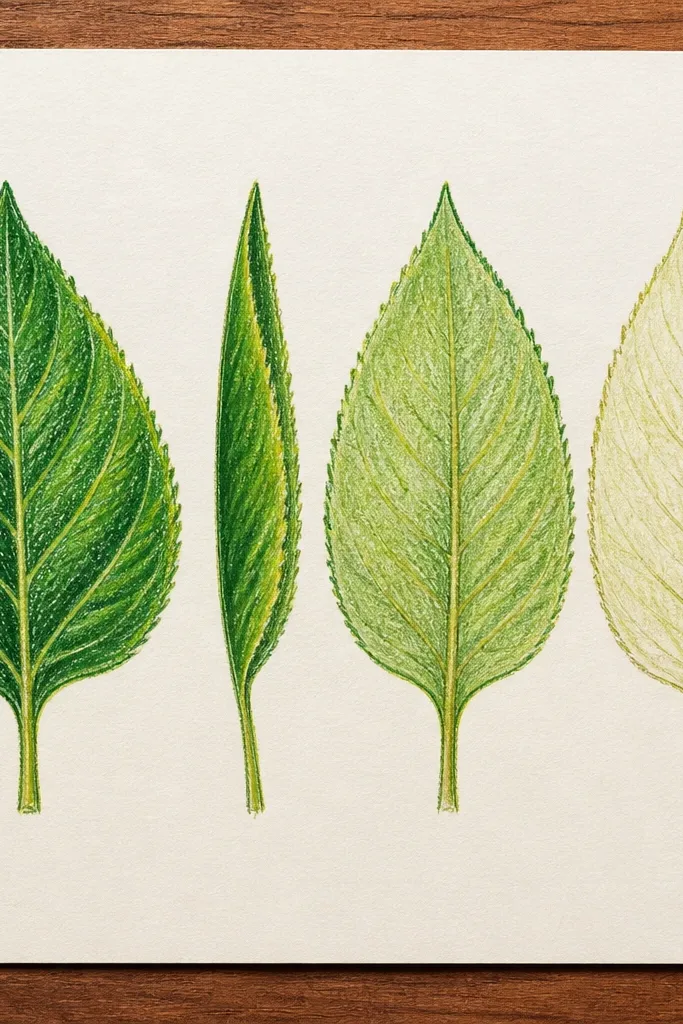 Sunflower leaf drawn from the side with partial veins fading out