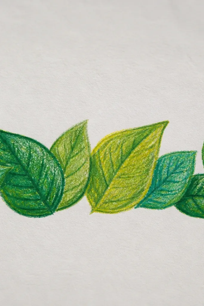 Long border strip of repeating sunflower leaves with consistent veins